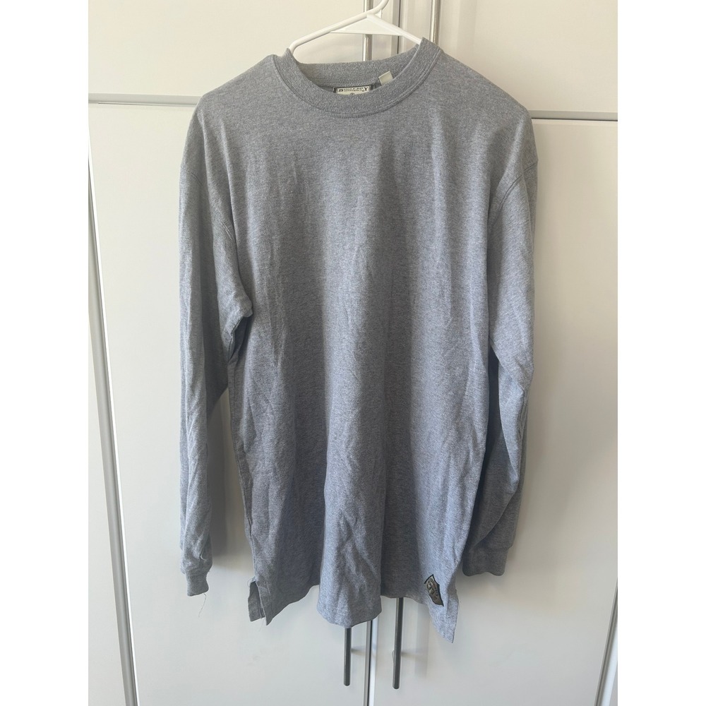 Bugle Boy Authentics Mens Gray Long Sleeve T-Shirt Size M Vintage Style 77 Patch